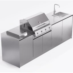 Cucina da esterno Via Nolfi 530 a parete, con barbecue Fry Top 750, OF outdoorkitchens