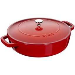 Staub Tegame in ghisa per induzione colore rosso con maniglie e coperchio, diam. 24cm