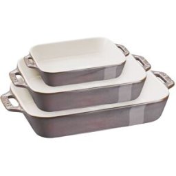 Set di pirofile rettangolari in ceramica Staub, grigio antico, 3 pezzi