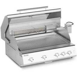 Barbecue a gas Fry Top 750 Range 5 fuochi con girarrosto Pianeta Grill, con griglie scolo a V