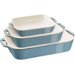 Set di pirofile rettangolari in ceramica Staub, turchese antico, 3 pezzi