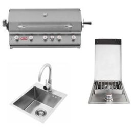 Kit Incasso per Cucina da esterno con Barbecue Metano Brahma, fornello e lavabo Bull