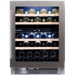 Dunavox Cantina 2 temperature porta vetrata con cornice inox e maniglia inox - LED TriColor - classe F, 39 bottiglie - DAUF-39.121DSS