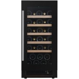 Dunavox Cantina monotemperatura con porta vetrata 'full glass' cassa nera e maniglia - classe F, 32 bottiglie - DAUF-32.83B