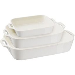 Set di pirofile rettangolari in ceramica Staub, bianco avorio, 3 pezzi