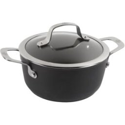 Ballarini Casseruola alta in alluminio antiaderente per induzione con maniglie e coperchio linea Alba, diam. 20cm