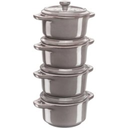 Set di mini Cocotte in ceramica grigio antico Staub, diam. 10cm, 4 pezzi