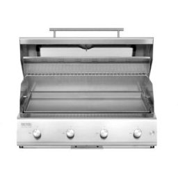 Barbecue a gas Fry Top 750 4 fuochi da incasso e appoggio Pianeta Grill, con piastra teppanyaki