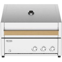 Barbecue a gas Fry Top 600 3 fuochi da incasso e appoggio Pianeta Grill, con piastra teppanyaki