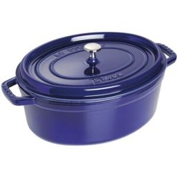 Staub Casseruola ovale in ghisa per induzione colore blu scuro con maniglie e coperchio, diam. 31cm