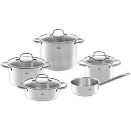 Set di 5 pezzi in Acciaio: tre Pentole diam. 16cm, 20, 24cm, Casseruola e Pentolino linea San Francisco Fissler