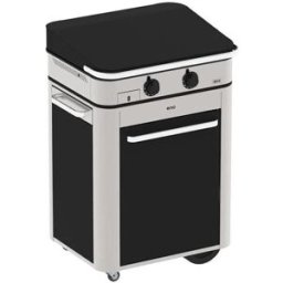 Combo Plancha a gas Enosign 65 nero e inox con coperchio e carrello Enò