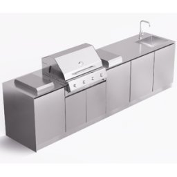 Cucina da esterno Via Nolfi 528 a parete, con barbecue Fry Top 750, OF outdoorkitchens