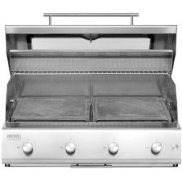 Barbecue a gas Fry Top 750 4 fuochi da incasso e appoggio Pianeta Grill, con pietra ollare