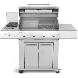 Barbecue a gas Fry Top 750 4 fuochi con carrello Sun Grill e fornello laterale Dual Pianeta Grill