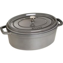 Staub Casseruola ovale in ghisa per induzione colore grigio con maniglie e coperchio, diam. 29cm