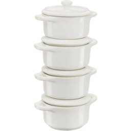 Set di mini Cocotte in ceramica bianco avorio Staub, diam. 10cm, 4 pezzi