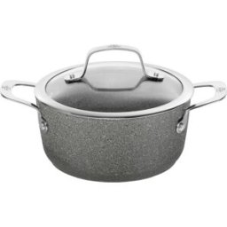 Ballarini Casseruola alta in alluminio antiaderente per induzione con maniglie e coperchio linea Salina, diam. 20cm