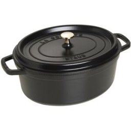 Staub Casseruola ovale in ghisa per induzione colore nero con maniglie e coperchio, diam. 29cm