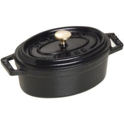 Staub Casseruola ovale in ghisa per induzione colore nero con maniglie e coperchio, diam. 11cm