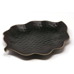 Vassoio foglia nero in porcellana Le Coq Kypseli, cm 34x26,5