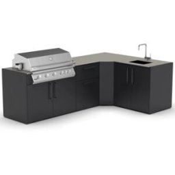 Cucina da esterno con barbecue, lavello e modulo angolare, 237x180cm Brabura
