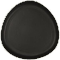 Piatto piano nero con filo bianco in porcellana Le Coq Persephone, diam. 27cm, 6 pezzi