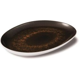 Vassoio ovale stretto color ruggine in porcellana Le Coq Estia, cm 33x22