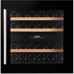 Dunavox Cantina Linea Incasso porta vetrata 'full glass' nera e maniglia nera- classe G, 25 bottiglie - DAVS-25.63DB