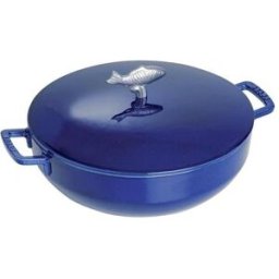 Staub Tegame bouillabaisse in ghisa per induzione colore blu scuro con maniglie e coperchio , diam. 28cm