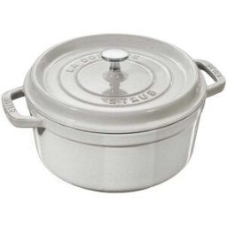 Staub Casseruola tonda in ghisa per induzione colore bianco tartufo con maniglie e coperchio, diam. 28cm