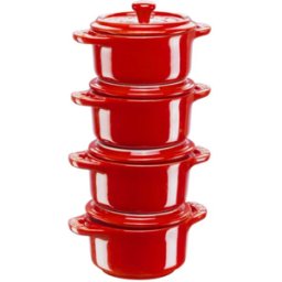 Set di mini Cocotte in ceramica rosso ciliegia Staub, diam. 10cm, 4 pezzi