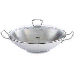 Wok con manici e coperchio in vetro Fissler