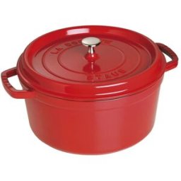 Staub Casseruola tonda in ghisa per induzione colore rosso con maniglie e coperchio, diam. 24cm