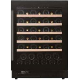 Dunavox Cantina Linea Exclusive monotemperatura con porta vetrata 'full glass' cassa nera e 2 maniglie - classe G, 46 bottiglie - DAUF-46.138B