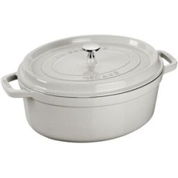 Staub Casseruola ovale in ghisa per induzione colore bianco tartufo con maniglie e coperchio, diam. 27cm