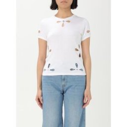 Coperni T-shirt in cotone con fori Bianco Taglia L