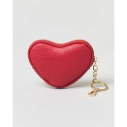 Hlo! Portachiavi rosso in pelle a forma di cuore con cerniera