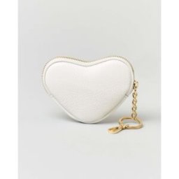 Hlo! Portachiavi bianco in pelle a forma di cuore con cerniera