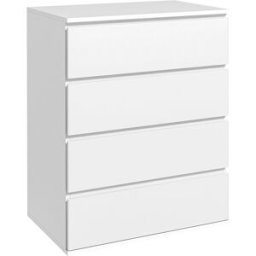 Homcom Cassettiera Camera da Letto con 4 Cassetti in Legno con Guide in Metallo e Maniglie Scanalate, 60x40x80 cm, Bianco Aosom