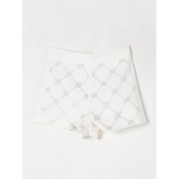 Blumarine Pantaloncino con logo di strass Avorio Taglia 12
