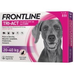Frontline Tri-Act 3 pipette per cani da 20 a 40 kilogrammi - trattamento antiparassitario insetticida e repellente