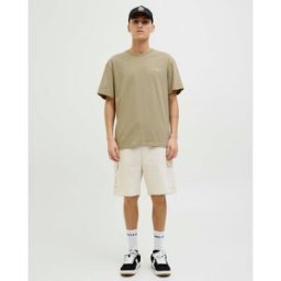 Jack & Jones T-shirt mezza manica color fango in jersey con stampa d'ispirazione giapponese su petto e retro