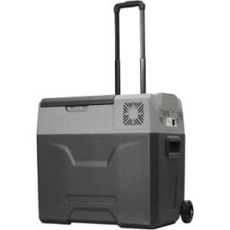 Homcom Frigo per Auto da 50L con Pannello Touch, Maniglia e 2 Ruote, in Alluminio e Plastica, 58.6x37.8x54.5 cm, Grigio
