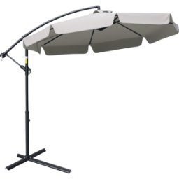 Outsunny Ombrellone da Giardino a Braccio con Apertura a Manovella in Metallo e Poliestere, Ø2.7x2.7 m, Grigio