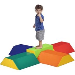 Homcom Set Costruzioni Morbide per Bambini con 5 Blocchi a Rettangolo e Trapezio, in PU e EPE, 48.3x19.1x48.3 cm, Multicolore