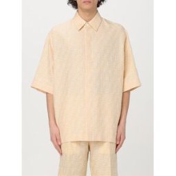 Fendi Camicia casual in lino e cotone con monogram Burro Taglia L