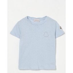 Moncler T-shirt in misto cotone con mini logo Turchese Taglia 8