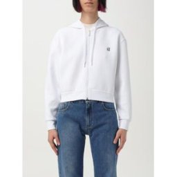 Armani Felpa crop con cappuccio in misto cotone Bianco Taglia M