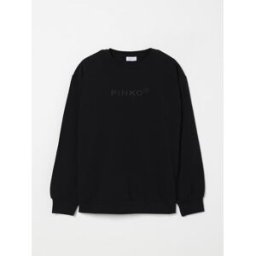 Pinko Felpa a girocollo in cotone con logo Nero Taglia 10